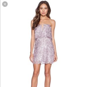BCBG MAXAZRIA Scallop Hem Sequined Strapless Dress